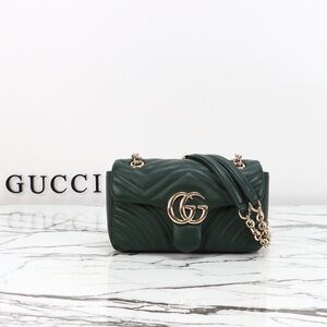 Gucci Emerald Leather Shoulder Bag with Gold Chain
